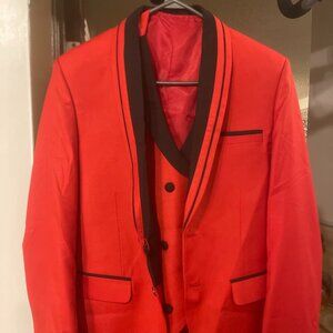 Men’s Red Suit Jacket + Vest – Wedding / Prom / Formal – Size Small/36
